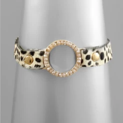Purple Door Boutique Paved Circle Cheetah Bracelet