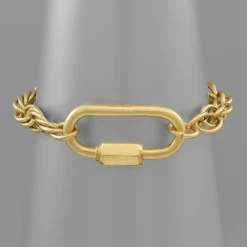 Purple Door Boutique Jewelry Carabiner Matte Gold Chain Bracelet