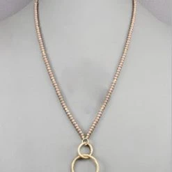 Purple Door Boutique Linkled Circle Rose Beaded Necklace