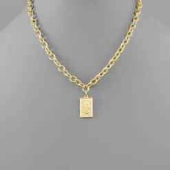 Purple Door Boutique Rectangle Coin Gold Chain Necklace Jewelry