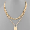 Purple Door Boutique Jewelry Layered Padlock Gold Chain Necklace