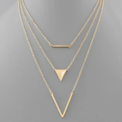 Purple Door Boutique Triangle Triple Gold Necklace Jewelry