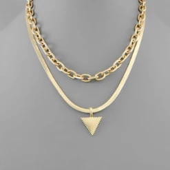 Purple Door Boutique Triangle Snake Herringbone Chain Necklace