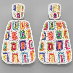 Purple Door Boutique White Multi Colored Beaded Earrings