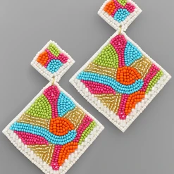 Purple Door Boutique Boldy Beautiful White Seeded Earrings