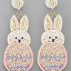 Purple Door Boutique Jewelry Easter Bunny Pastel Beaded Earrings