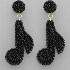 Purple Door Boutique Black Musical Note Beaded Earrings Jewelry