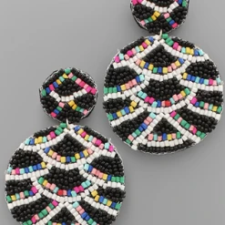 Purple Door Boutique New Arrivals Black Wave Multi Beaded Earrings