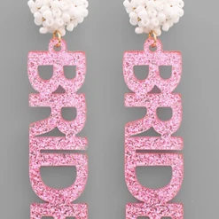 Purple Door Boutique Bride Pink Glitter Earrings