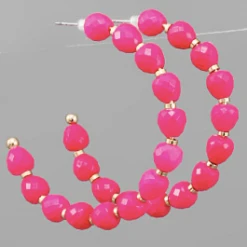 Purple Door Boutique Jewelry Fuchsia Beaded Hoop Earrings