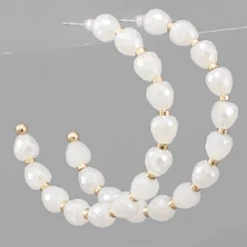 Purple Door Boutique New Arrivals White Beaded Hoop Earrings