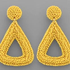 Purple Door Boutique New Arrivals Yellow Rounded Triangle Beaded Earrings
