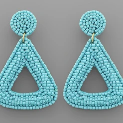 Purple Door Boutique Turquoise Rounded Triangle Beaded Earrings