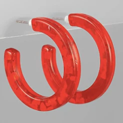 Purple Door Boutique New Arrivals Red Celluloid Hoop Earrings