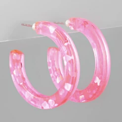 Purple Door Boutique Pink Celluloid Hoop Earrings New Arrivals