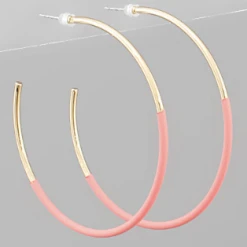 Purple Door Boutique Peach Half Coated Hoop Earrings