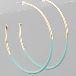 Purple Door Boutique Mint Green Half Coated Hoop Earrings