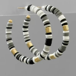 Purple Door Boutique New Arrivals Black Rubber Beaded Hoop Earrings