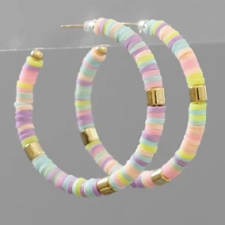 Purple Door Boutique Pastel Rubber Beaded Hoop Earrings New Arrivals