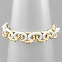 Purple Door Boutique White And Gold Linked Bracelet