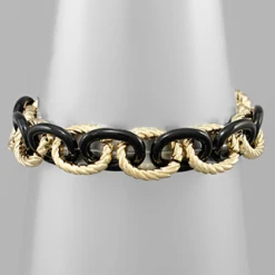 Purple Door Boutique Black And Gold Linked Bracelet