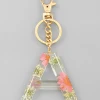 Purple Door Boutique Initial Pink Floral Pressed Keychain