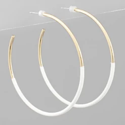 Purple Door Boutique White Half Coated Hoop Earrings