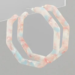 Purple Door Boutique Pink And Blue Octagon Earrings