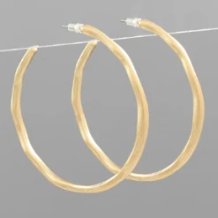 Purple Door Boutique Jewelry Worn Gold Hammered Hoop Earrings