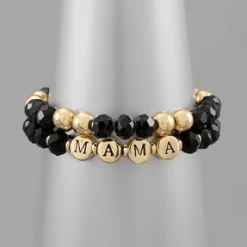 Purple Door New Arrivals Mama Black Beaded Bracelet Set