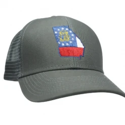 Peach State Pride 'Georgia Flag' Mesh Back Trucker Hat- Charcoal