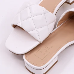 Shu Shop New Arrivals Denis White Quilted Slide Sandals