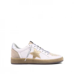 Shu Shop New Arrivals Rosalia White And Gold Star Sneakers