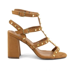 Shu Shop Huici Studded Tan Suede Heels New Arrivals