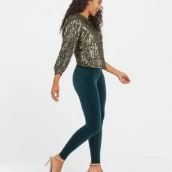 Spanx Malachite Velvet Leggings