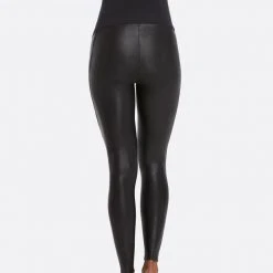 Spanx Mama Faux Leather Black Maternity Leggings