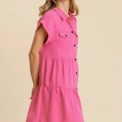 Purple Door Boutique Frayed Style Hot Pink Dress New Arrivals