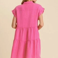 Purple Door Boutique Frayed Style Hot Pink Dress New Arrivals