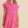 Purple Door Boutique Frayed Style Hot Pink Dress New Arrivals