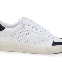 Vintage Havana New Arrivals Durham White And Black Glitter Sneakers