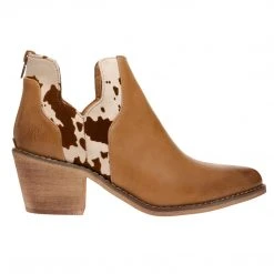 Purple Door Boutique West Chic Beige Cow Print Booties Western Styles
