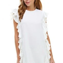 Purple Door Boutique New Arrivals Ruffled Party White Dress