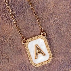 Purple Door Boutique Lovely Marble Initial Necklace Jewelry