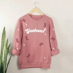 Purple Door Boutique Ladies' Yeehaw Cowgirl Mauve Sweatshirt