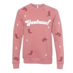 Purple Door Boutique Ladies' Yeehaw Cowgirl Mauve Sweatshirt