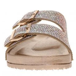 Purple Door Boutique Youth Gold Rhinestone Slide Sandals Shoes