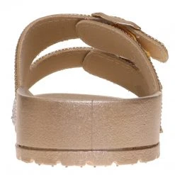 Purple Door Boutique Youth Gold Rhinestone Slide Sandals Shoes