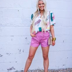 Purple Door Boutique The Abstract Painted Ivory Top New Arrivals