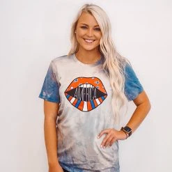 Purple Door Boutique America Stars Stripes Blue Bleached Tee Ladies'