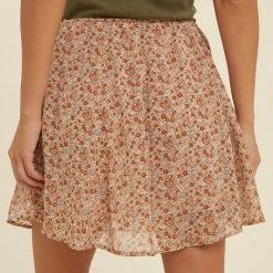 Purple Door Boutique Apricot Paisley Floral Mini Skirt